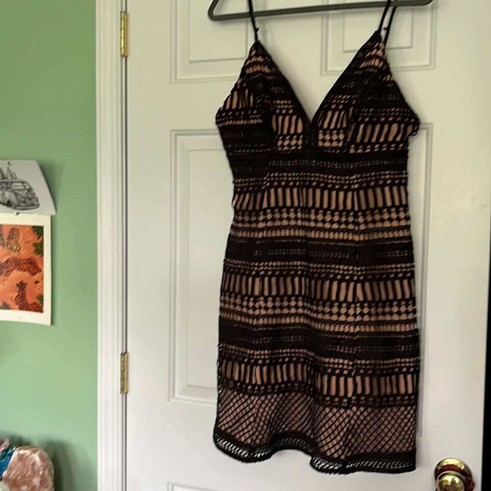 ASTR Black and Nude Crochet Dress
